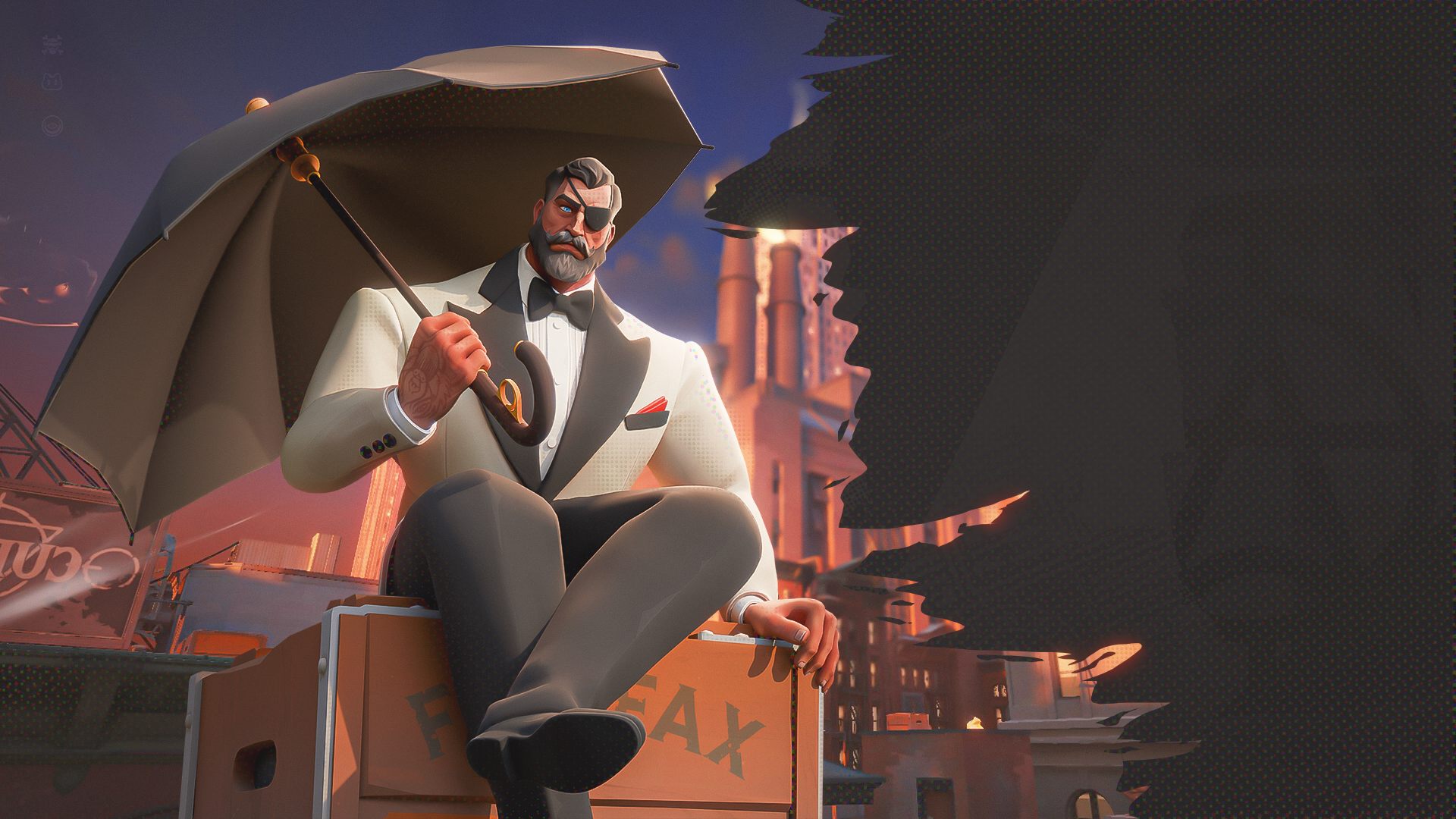 man sitting with umbrella
